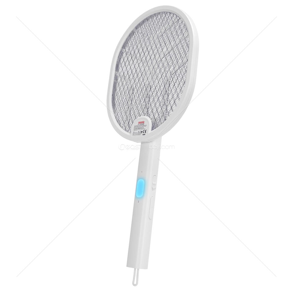 Asonic AS-A26 UV Işıklı Şarjli Katlanabilir Askılı Raket Sinek Öldürücü Beyaz 1200mAh 3000V Çıkış