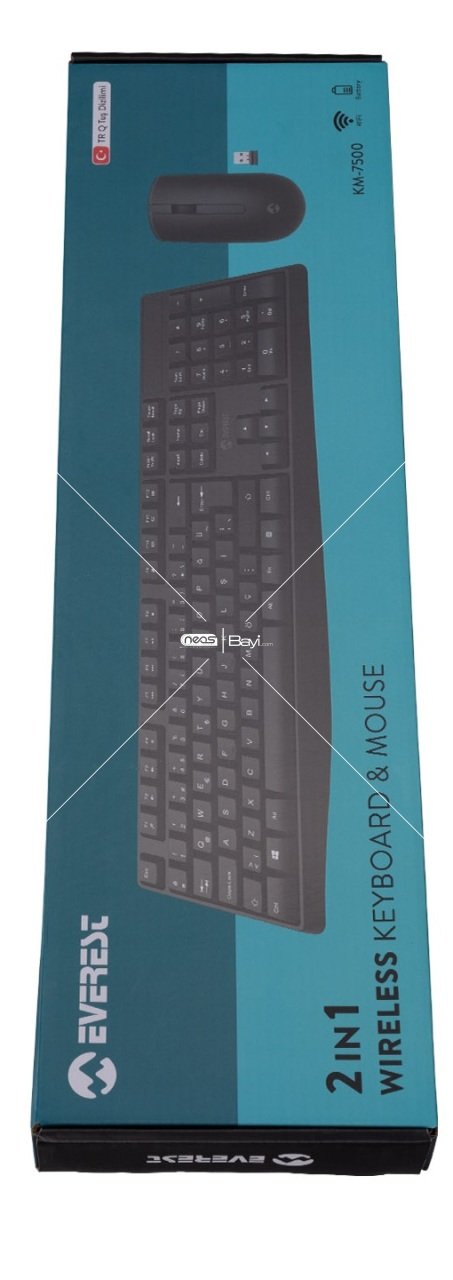 Everest KM-7500 Siyah Kablosuz Q Multimedia Klavye + Mouse Set