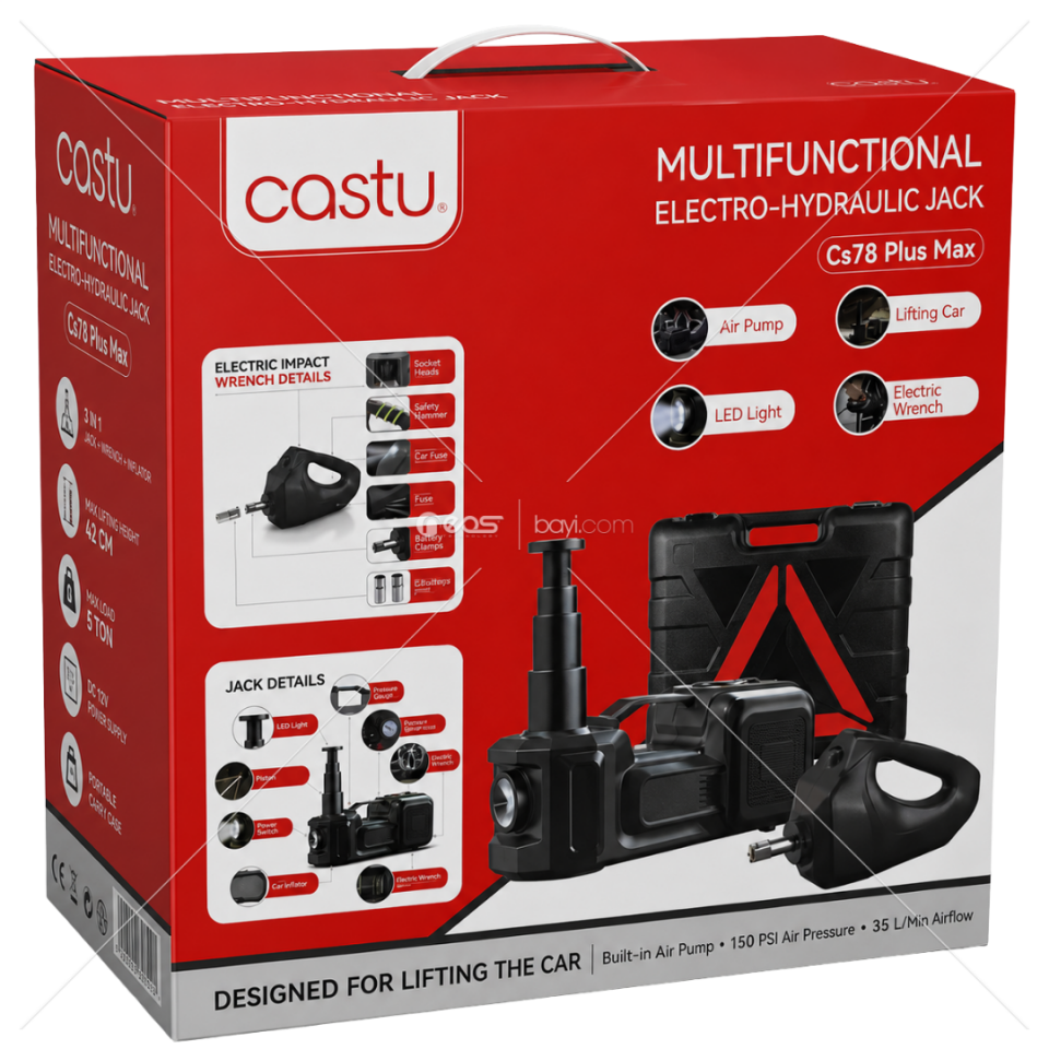 LiftPro X78 5T Elektrikli Hidrolik Kriko + Hava Kompresörü + Darbeli Somun Sökme Seti