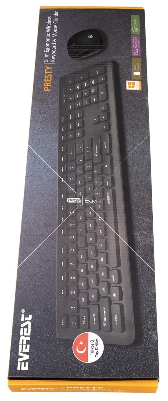 Everest PRESTY KM-62 Siyah Kablosuz Q Multimedia Klavye + Mouse Set