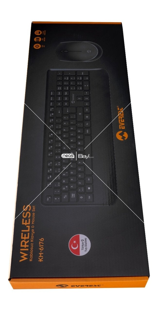 Everest KM-6176 OFFICAL Siyah Kablosuz Combo Q Multimedia Klavye + Mouse Set