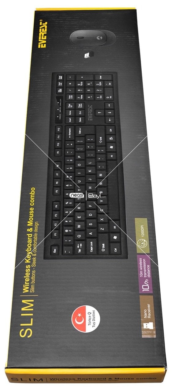 Everest KM-6121 Siyah Kablosuz Q Slim Klavye + Mouse Set