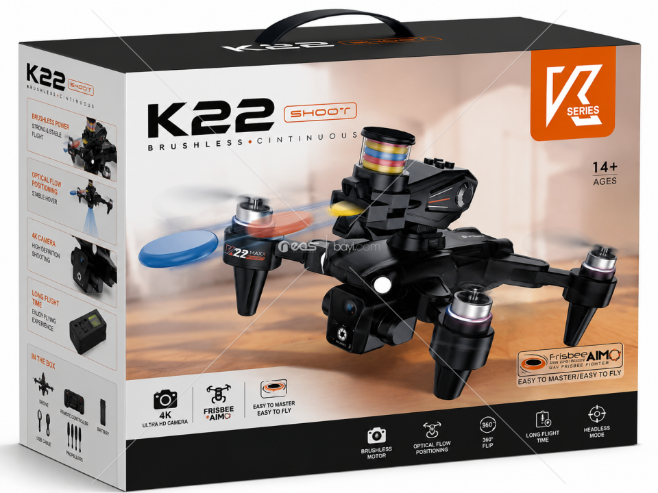 K22 SHOOT Pro Kamera Drone | Frisbee Atan Akrobatik Drone | Brushless Motor Teknolojisi
