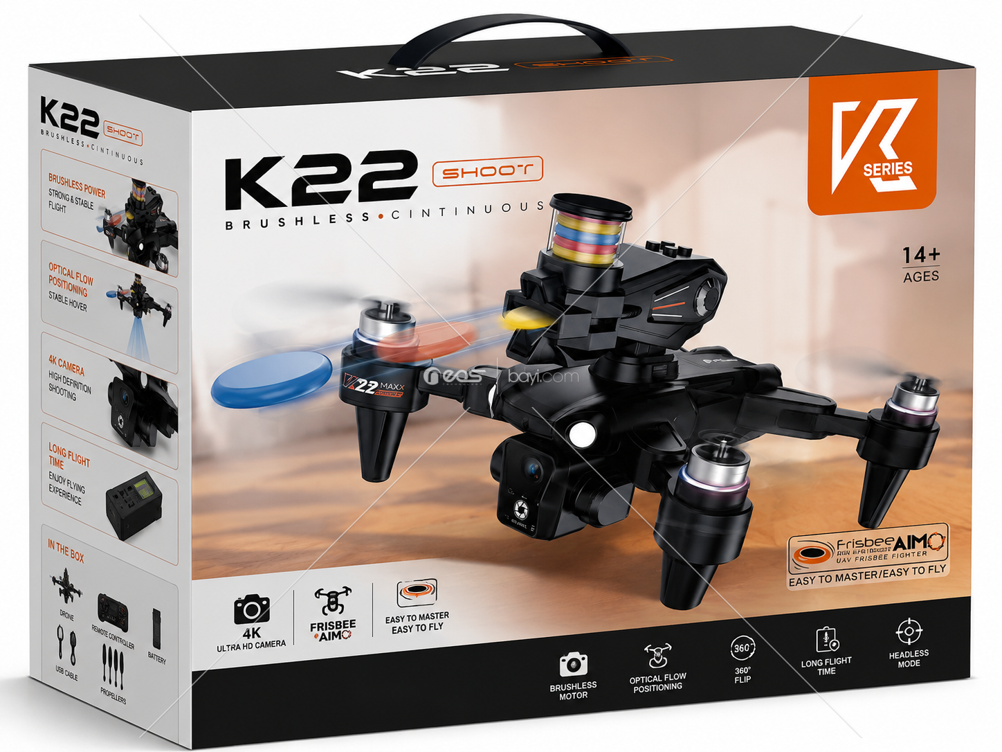K22 SHOOT Pro Kamera Drone | Frisbee Atan Akrobatik Drone | Brushless Motor Teknolojisi