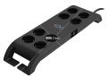 S-link SPG3080 2m 3G1.5mm2 900 Joule 8li Akım Korumalı Siyah Priz