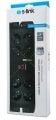 S-link SPG3080 2m 3G1.5mm2 900 Joule 8li Akım Korumalı Siyah Priz