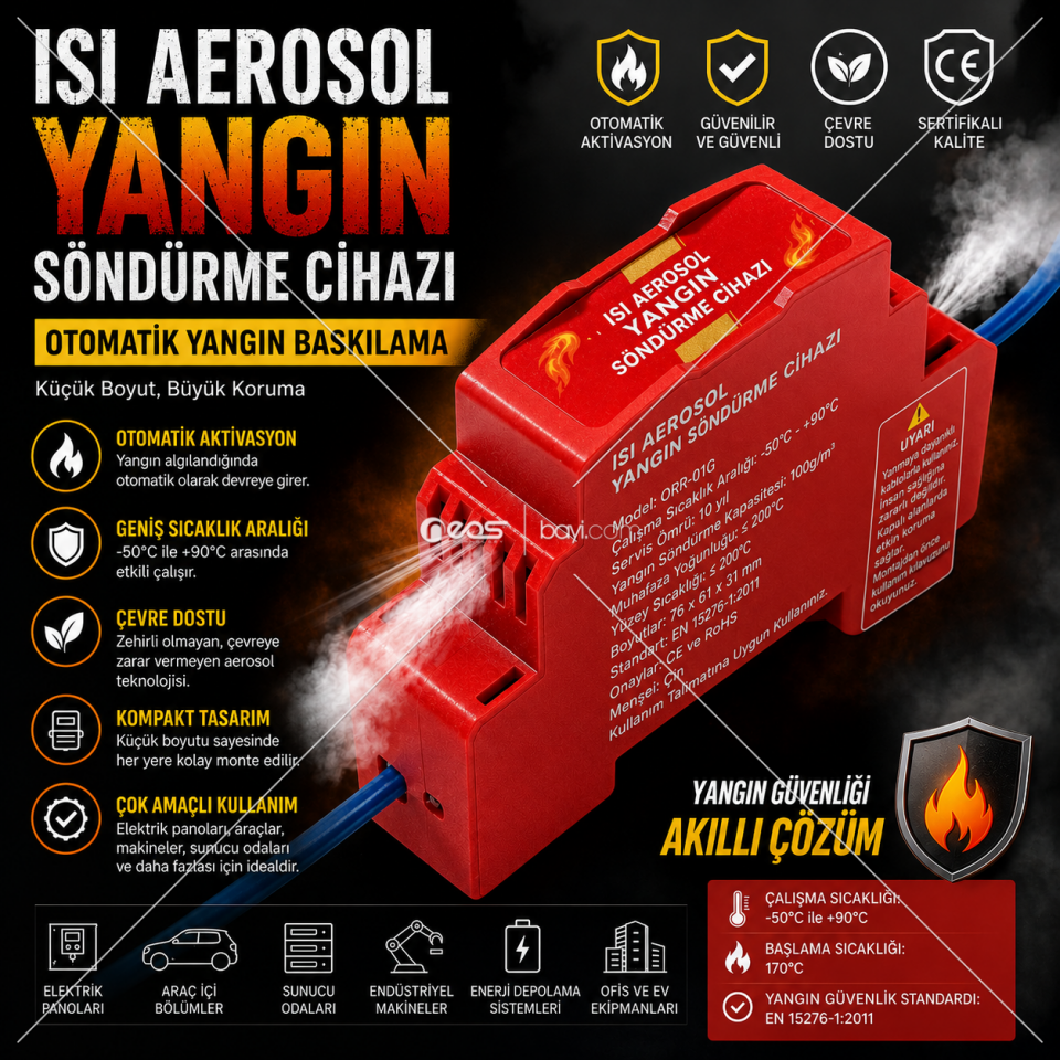 30GR Otomatik Yangın Söndürme Cihazı – Elektrik Panoları ve Araçlar İçin Akıllı Yangın Koruma Sistemi