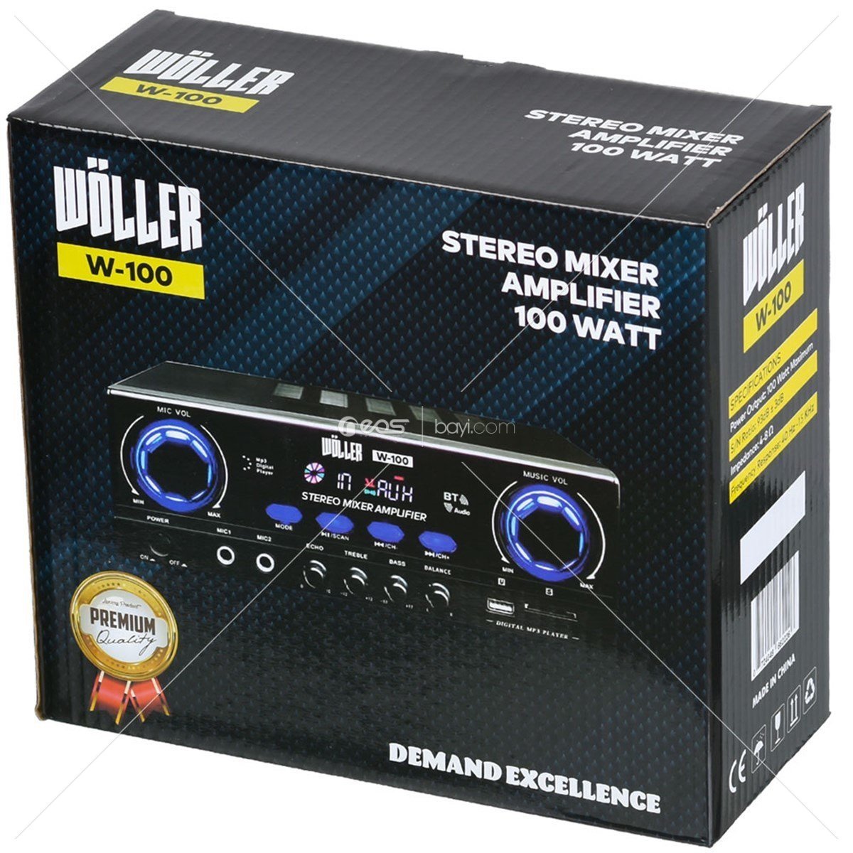 WÖLLER 100W 8 Ohm Usb-Sd-Bt Amfi W-100
