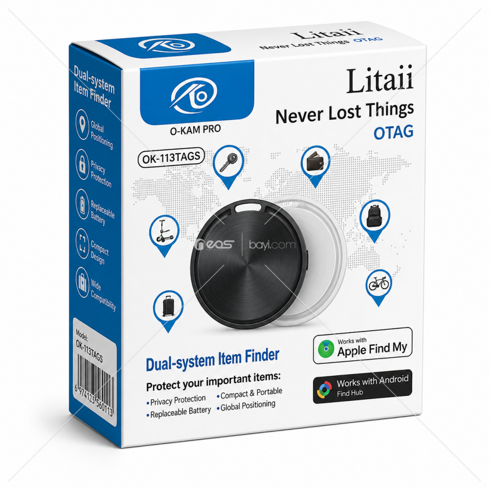 OK-113TAGS SmartTag Pro – Apple Find My ve Android Find Hub Uyumlu Akıllı Konum Takip Cihazı