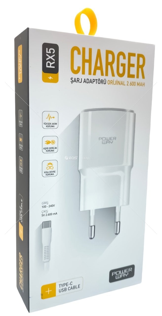 Powerway RX5 Type-C 2600 Amper Şarj Seti