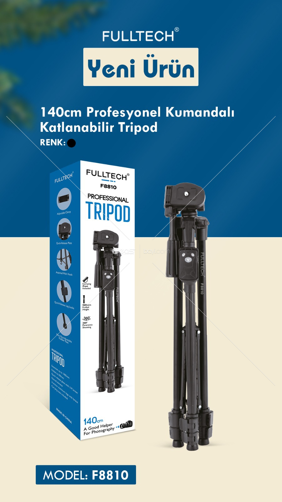 F8810 140CM Katlanabilir Tripod