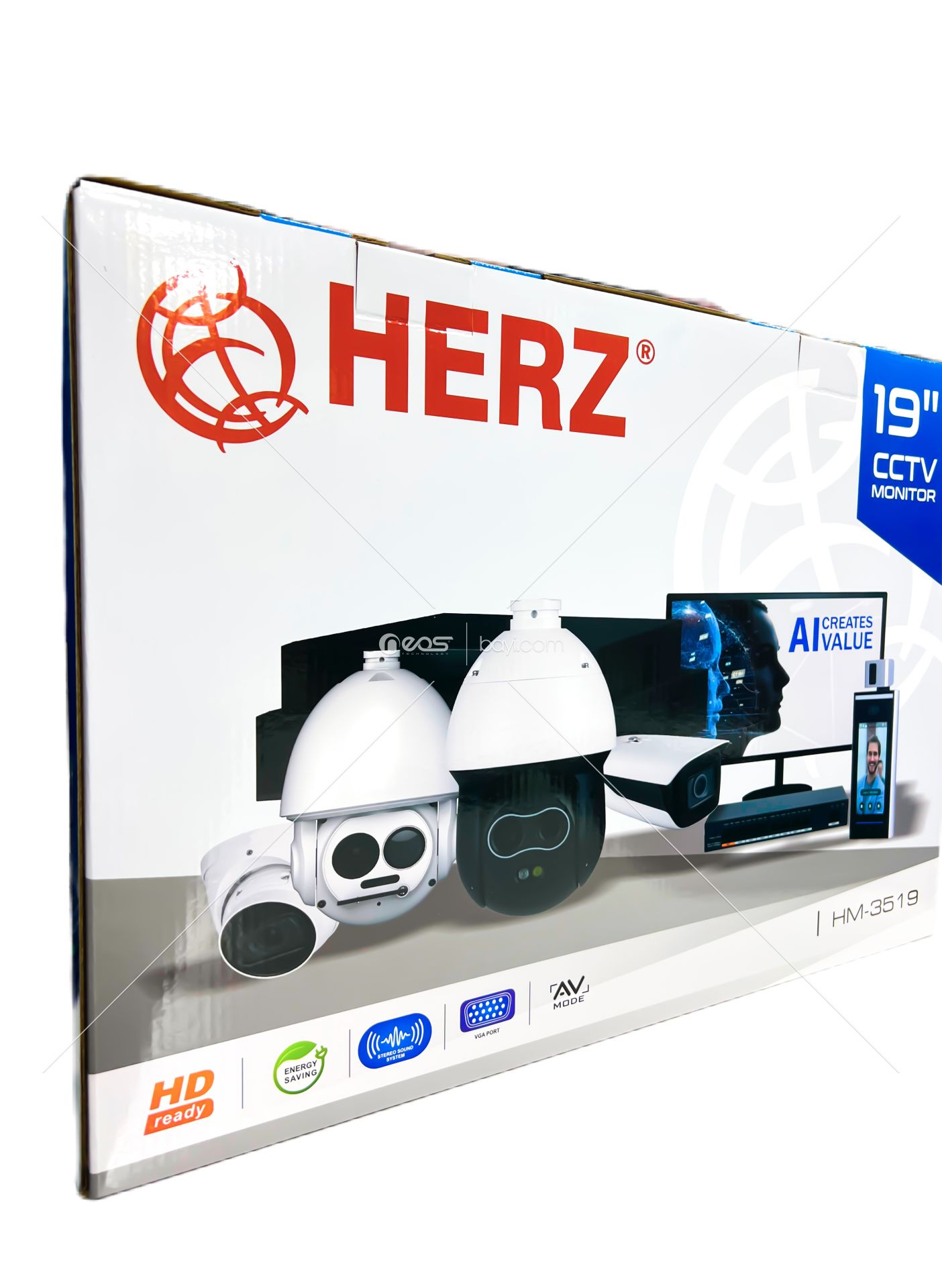Herz HM-3519 19'' CCTV Monitör+TV Kumandalı Hoparlör