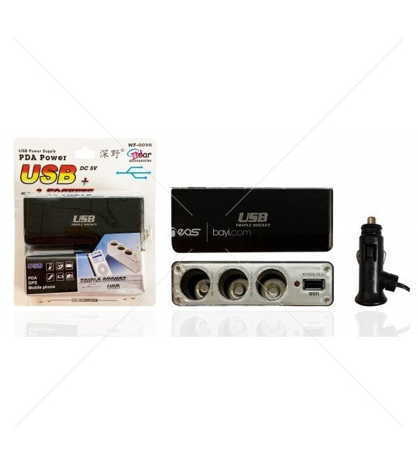 PL-8988 3'LÜ ÇAKMAK SOKET ÇOĞALTICI+USB GİRİŞ SETİ