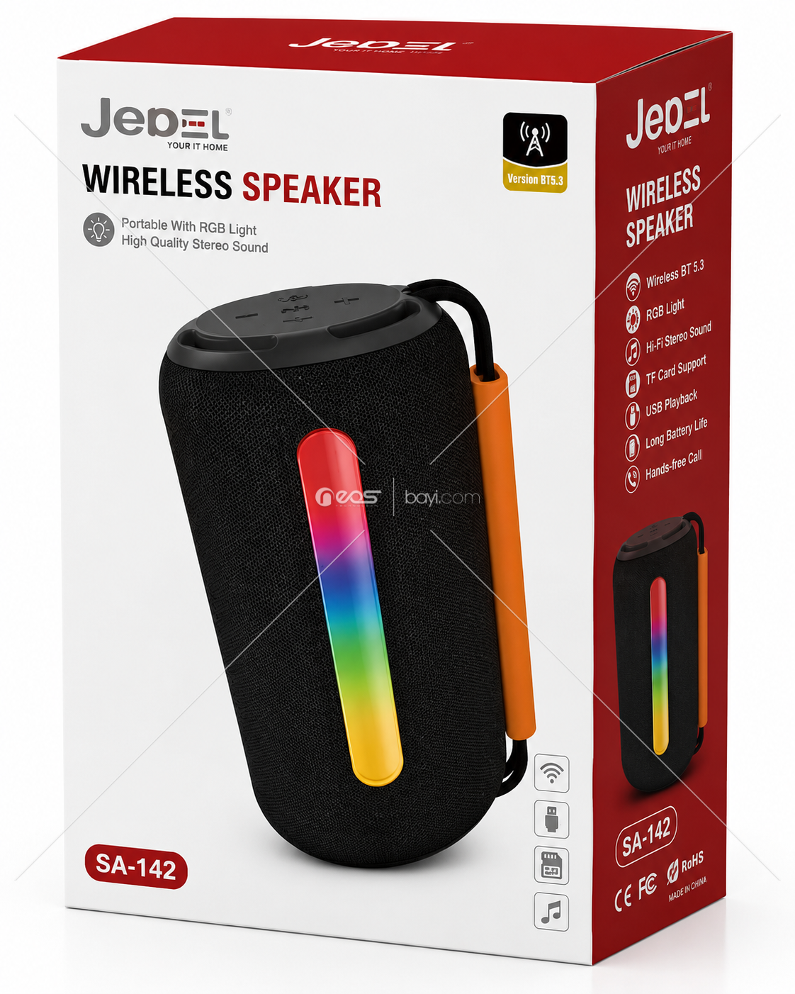 SA-142 RGB IŞIKLI TAŞINABİLİR BLUETOOTH HOPARLÖR – YÜKSEK KALİTELİ STEREO SES