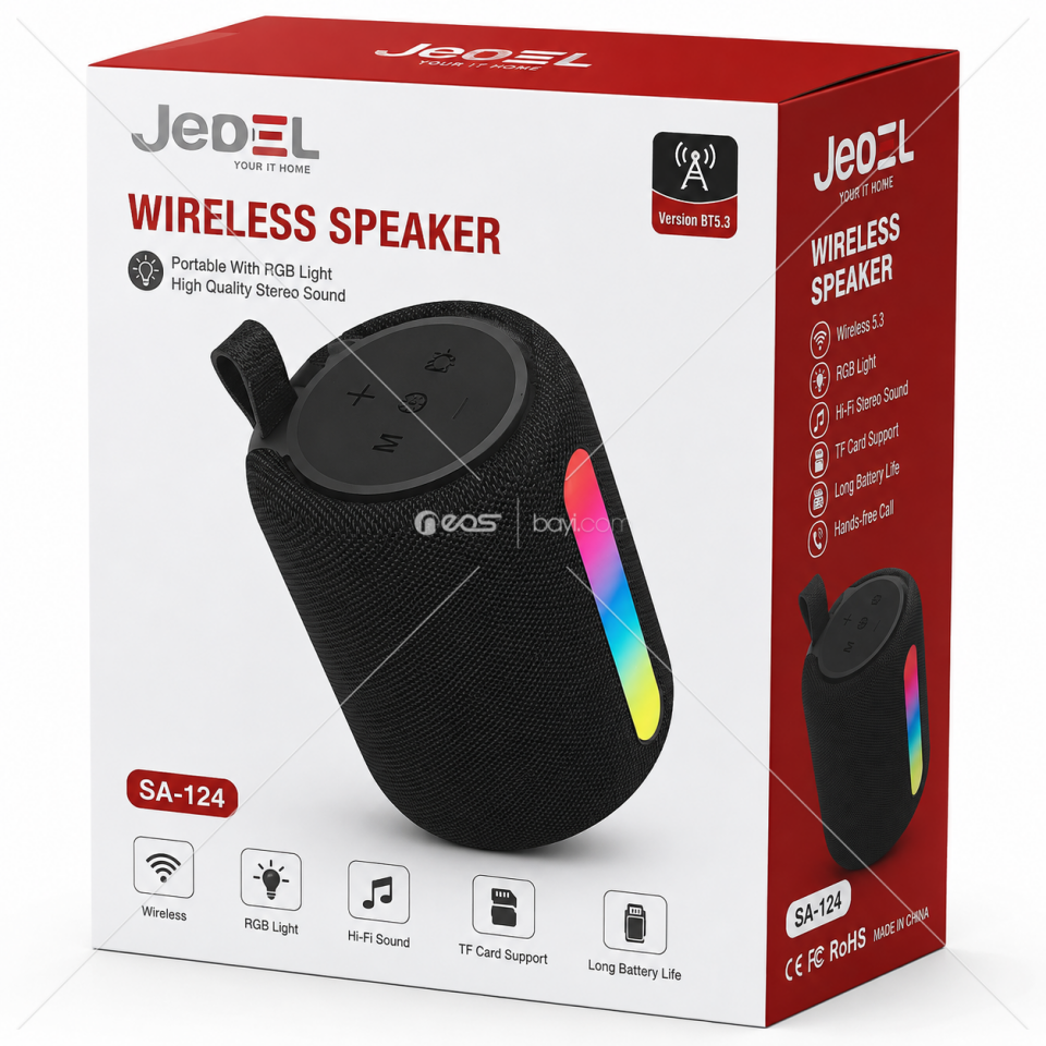 SA-124 RGB IŞIKLI TAŞINABİLİR BLUETOOTH HOPARLÖR – Hİ-Fİ STEREO SES
