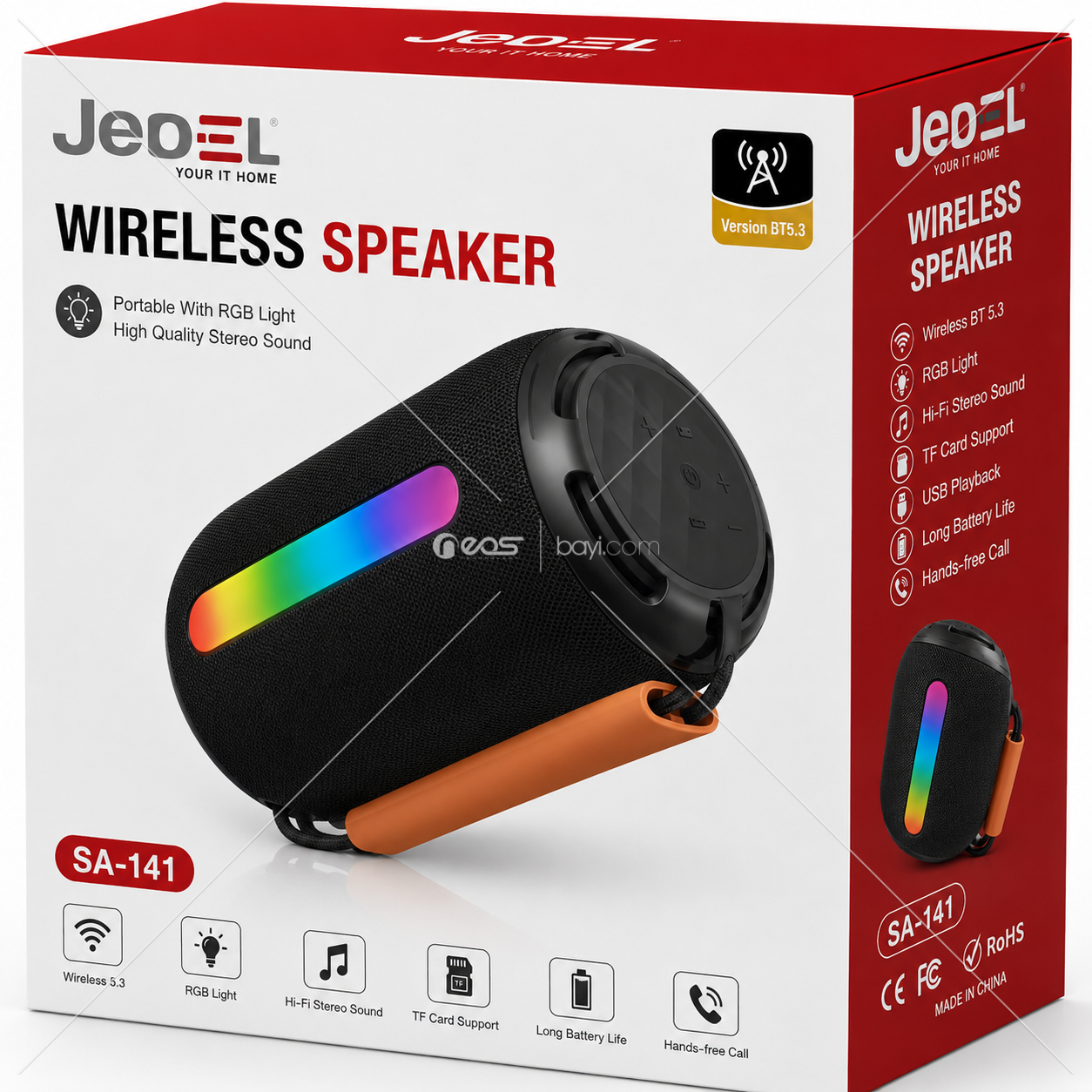 SA-141 RADYOLU RGB IŞIKLI TAŞINABİLİR BLUETOOTH HOPARLÖR – Hİ-Fİ STEREO SES