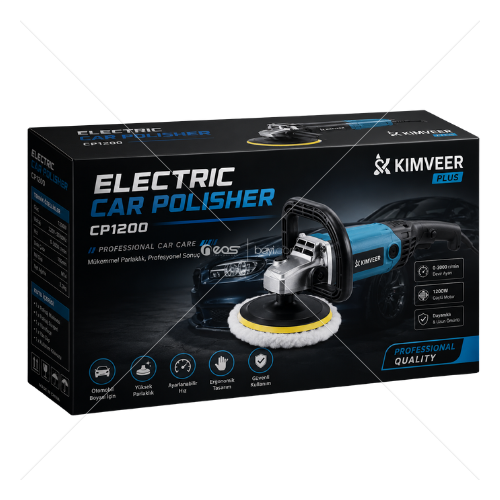 KİMMER PLUS CP1200 Profesyonel 1200W Elektrikli Oto Polisaj Makinesi – Devir Ayarlı