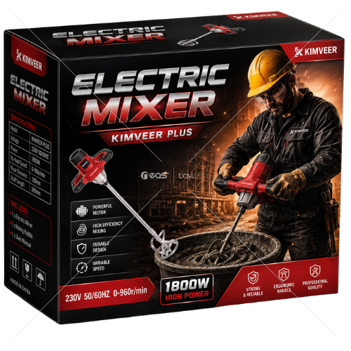 KİMMER PLUS Profesyonel 1800W Elektrikli Harç ve Boya Karıştırıcı Mikser – Devir Ayarlı
