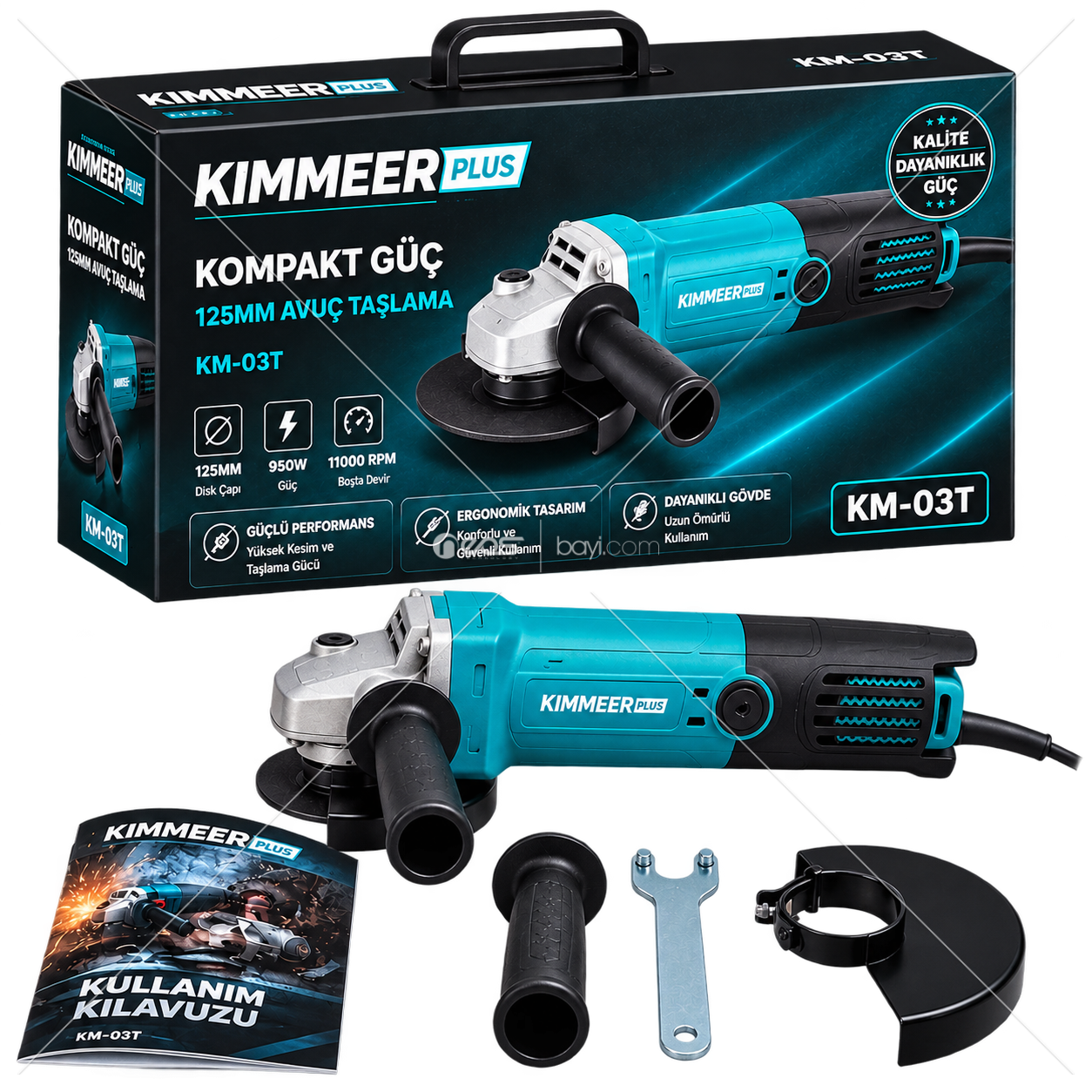 KM-03T 950W 125MM Profesyonel Avuç Taşlama Makinesi