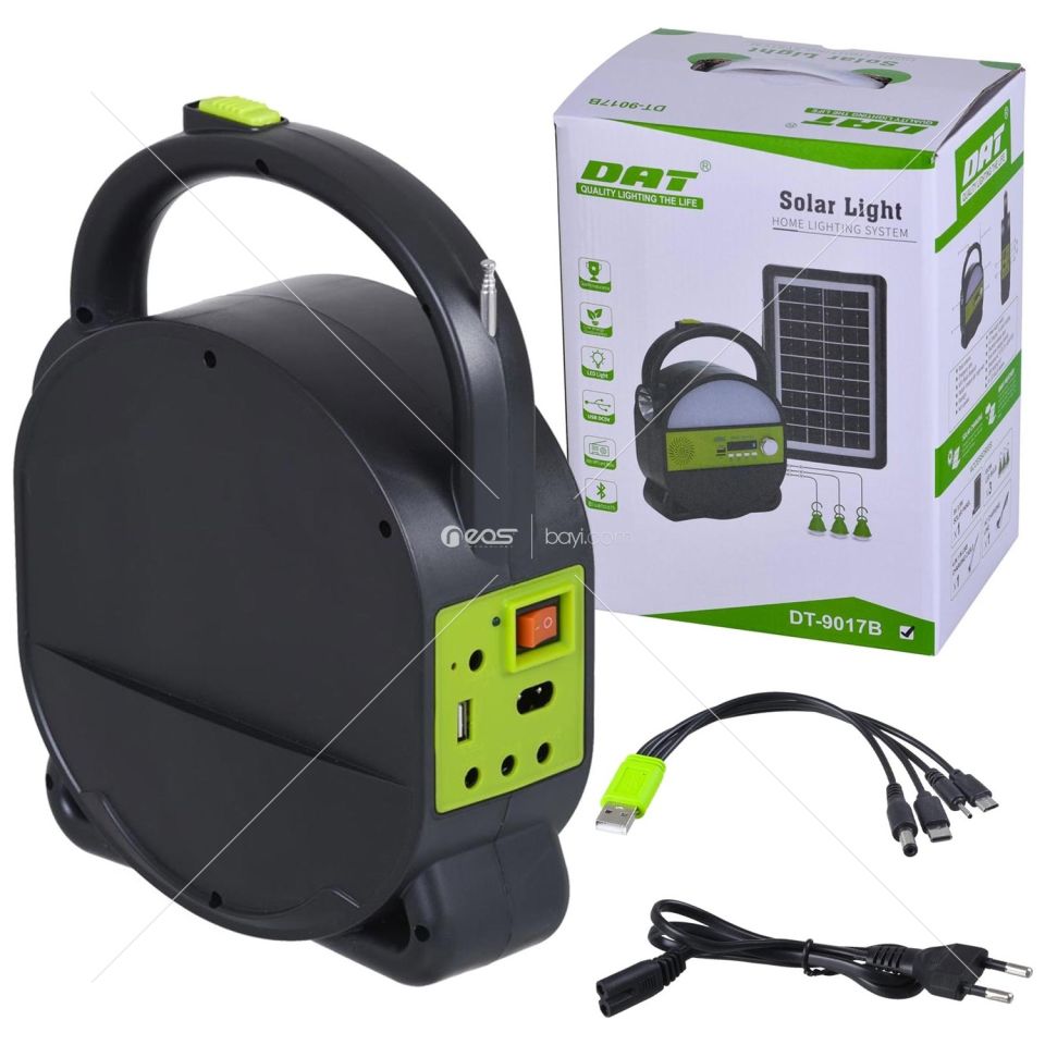 Dat Solar Kamp Lambası Acil Durum Işığı Şarjlı Bt/usb/sd/fm Dat DT-9017B