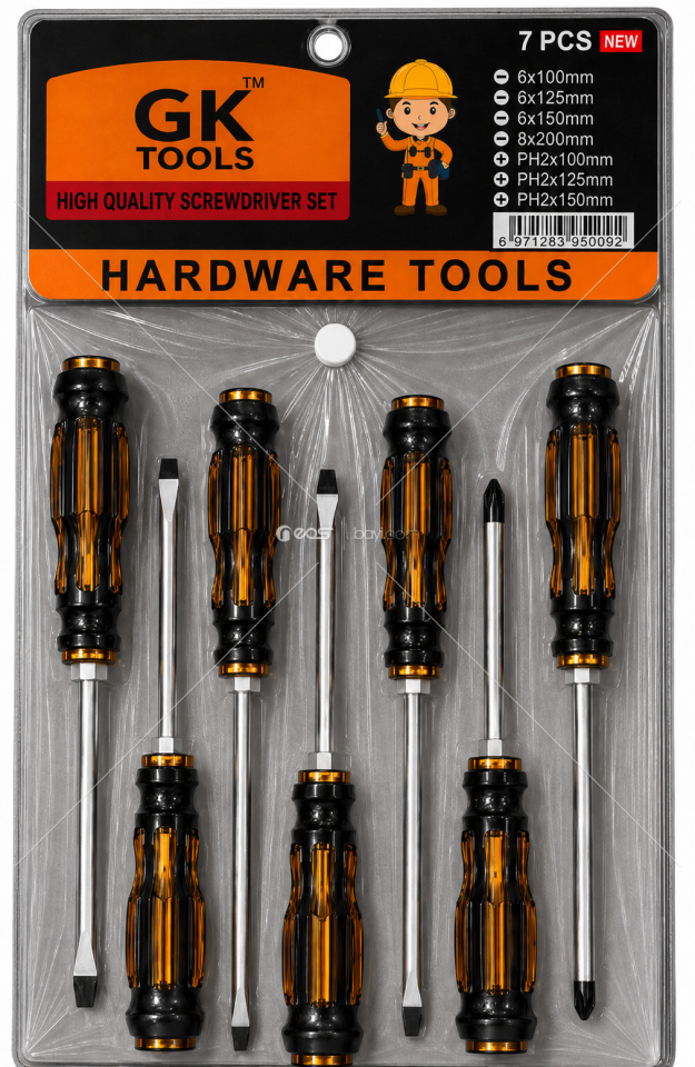 GK TOOLS 7 PARÇA PROFESYONEL TORNAVİDA SETİ – DÜZ & YILDIZ UÇLU