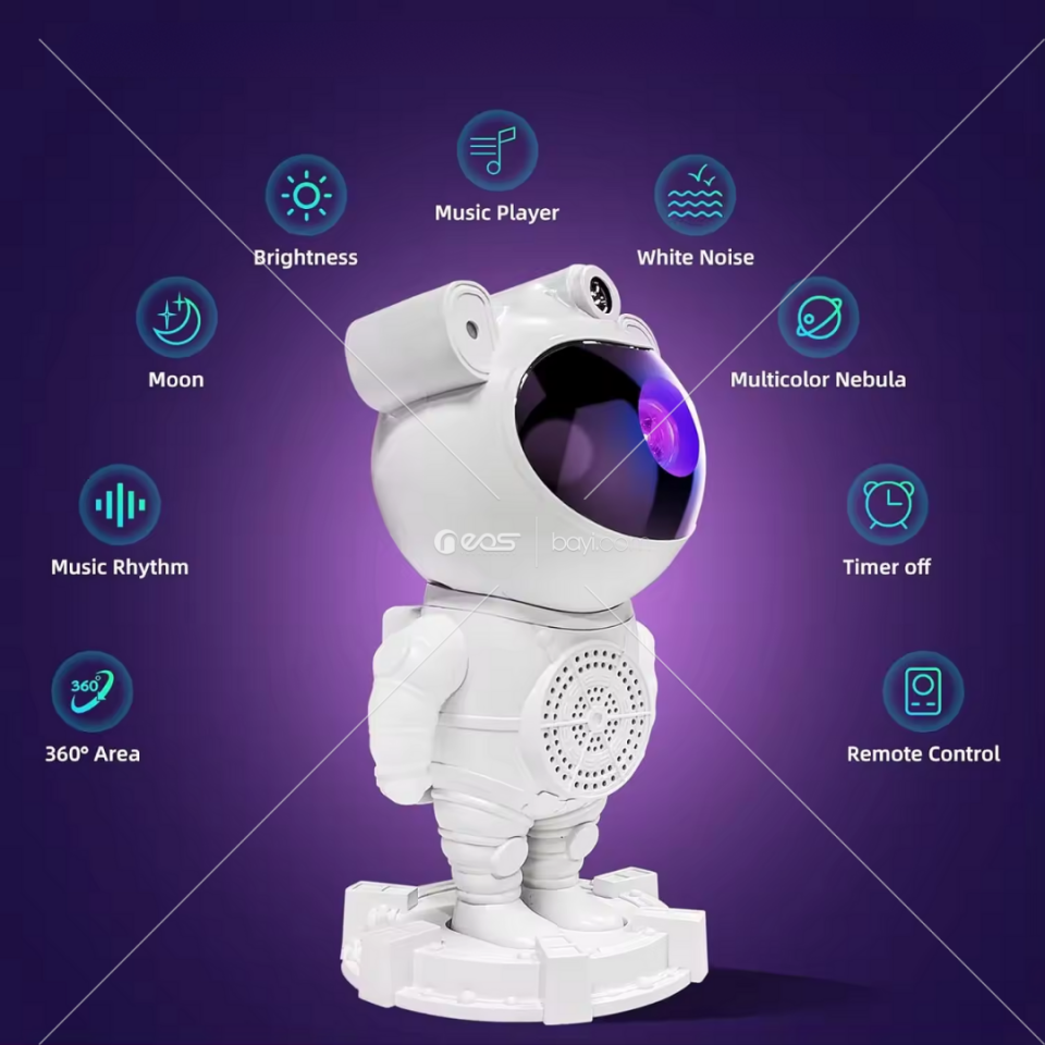 Astronot Bluetooth Led gece lambası ev dekorasyon USB şarj edilebilir lamba beyaz gürültü uzaktan kumanda ile yıldızlı Projektör lambası