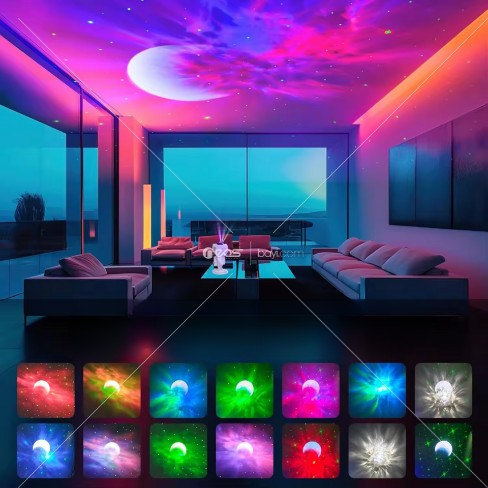 Astronot Bluetooth Led gece lambası ev dekorasyon USB şarj edilebilir lamba beyaz gürültü uzaktan kumanda ile yıldızlı Projektör lambası