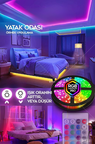 Şerit Led 5 Metre Ambians Aydınlatma Kumanda & Trafolu RGB Şerit Işık Tavan Oda Işık Dekoru