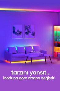 Şerit Led 5 Metre Ambians Aydınlatma Kumanda & Trafolu RGB Şerit Işık Tavan Oda Işık Dekoru