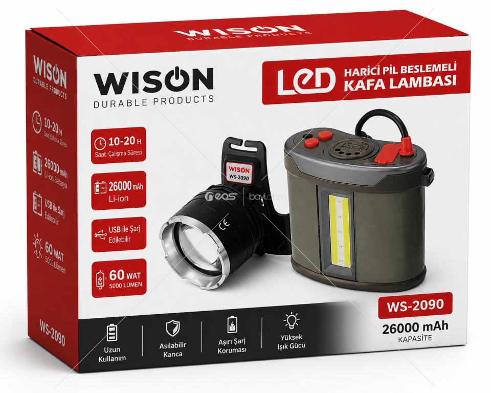 WISON WS 2090 KAFA FENERİ HARİCİ PİL BESLEMELİ