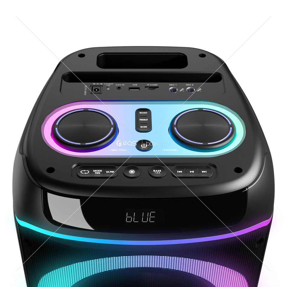 Mikado MD-63BT 60W 1 Adet Kablosuz Mikrofonlu USB+TF+TWS+AUX+BT Destekli Siyah Ses Sistemi