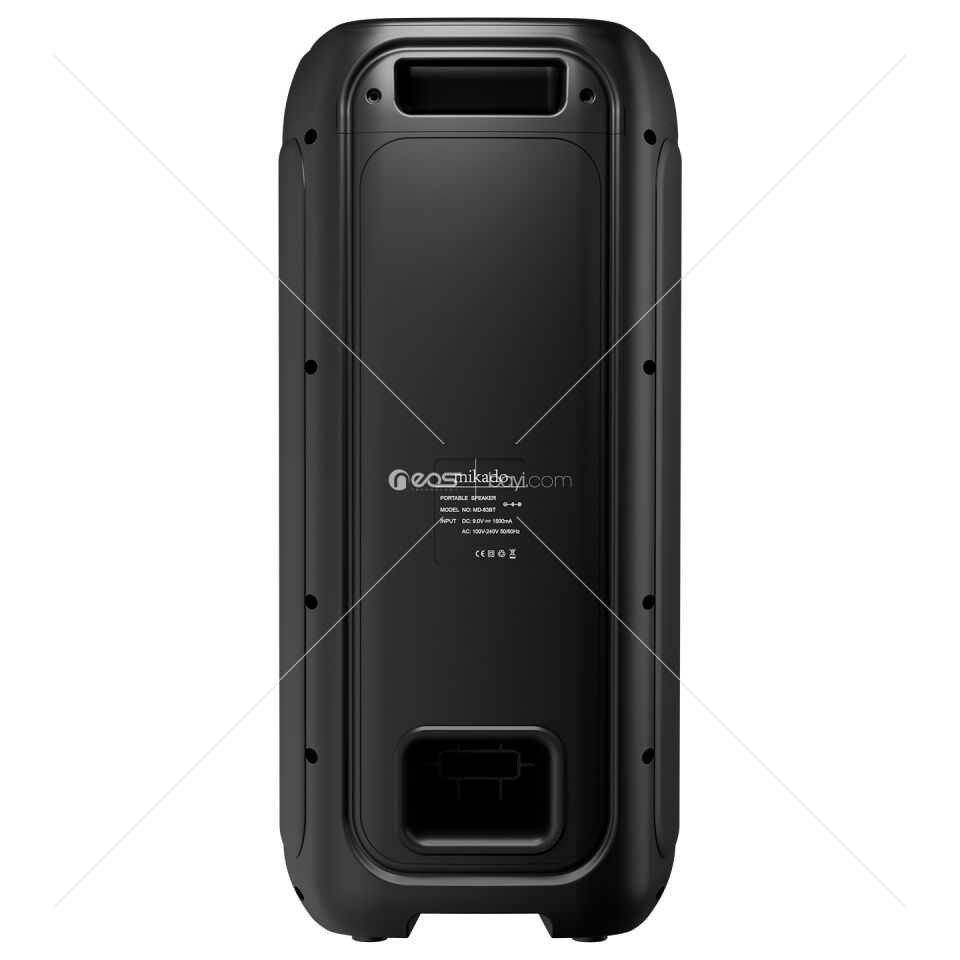 Mikado MD-63BT 60W 1 Adet Kablosuz Mikrofonlu USB+TF+TWS+AUX+BT Destekli Siyah Ses Sistemi