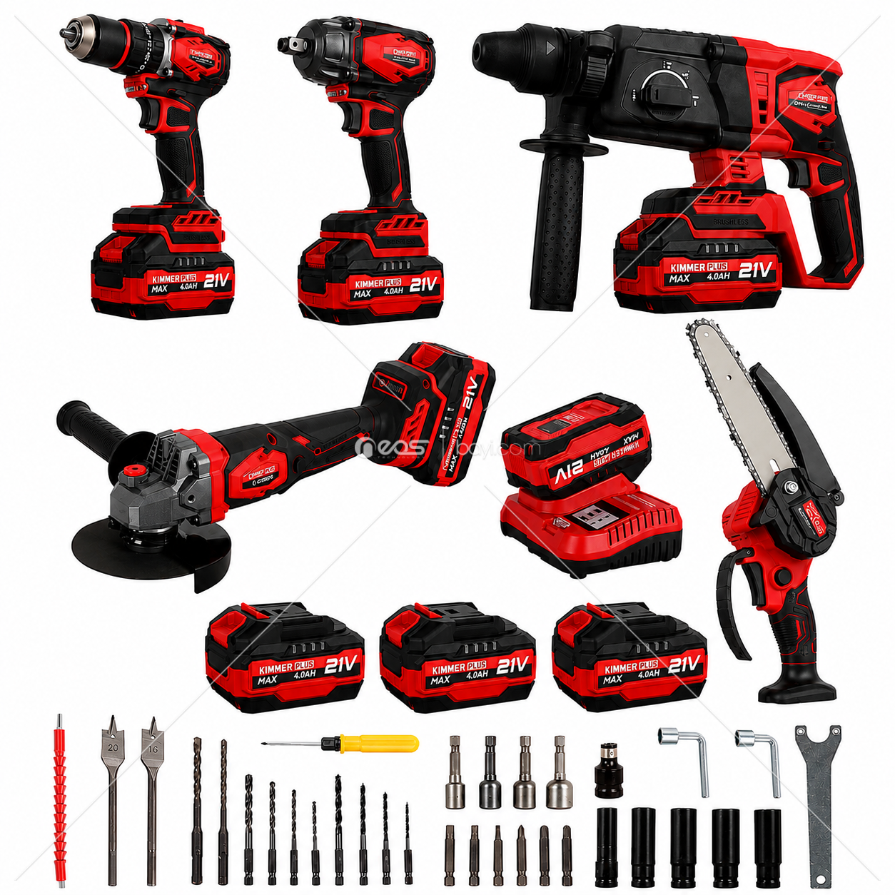 KIMMER PLUS 21V PROFESYONEL 5’Lİ ŞARJLI AKÜLÜ EL ALETLERİ SETİ