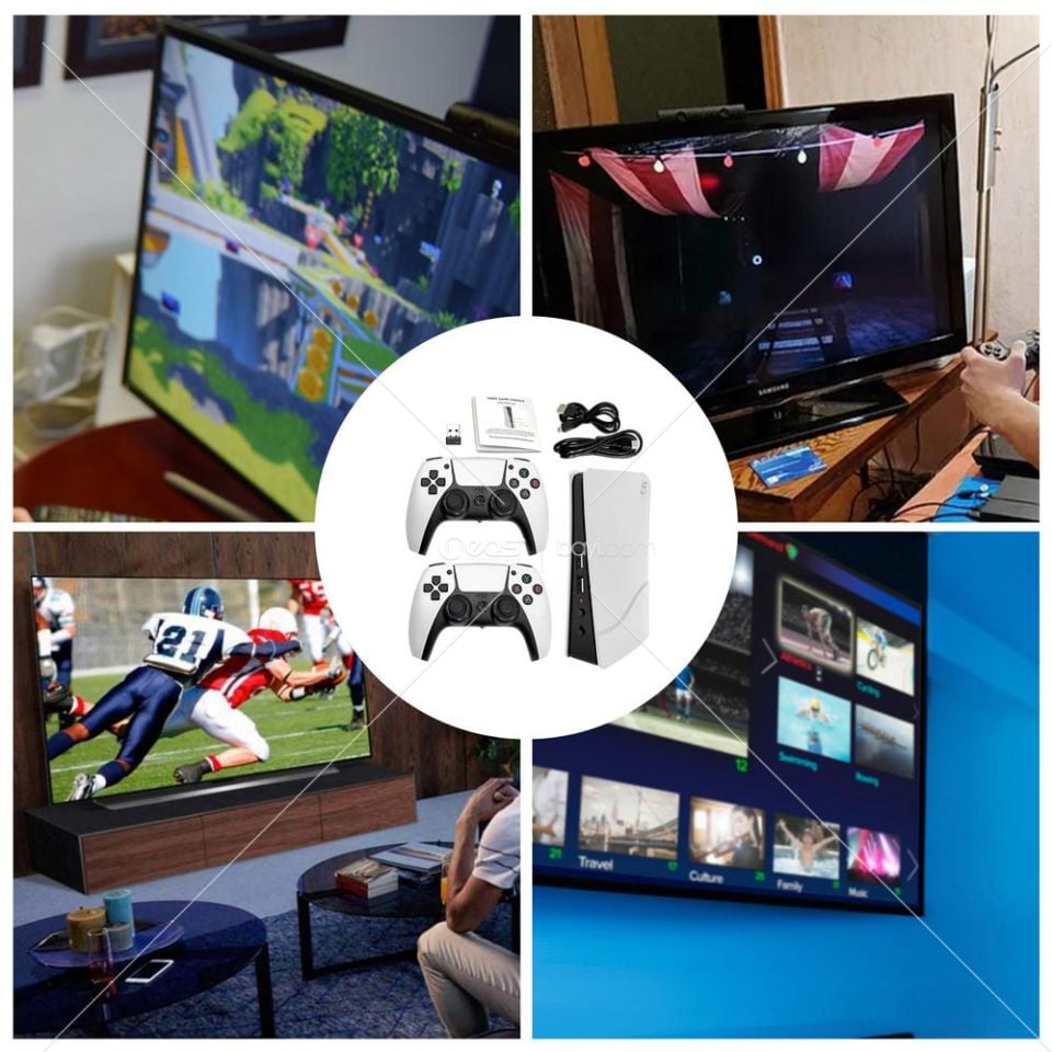 Yeni Oyun GTA+PES+FOOTBALL 14.000 ADETTEN FAZLA Oyun Kablosuz HDMI Arcade 2.4G 4K TV Mini Oyun için Q10 ARPSP Ev için PS5 Kasa Tasarımlı Oyun Konsolu ile