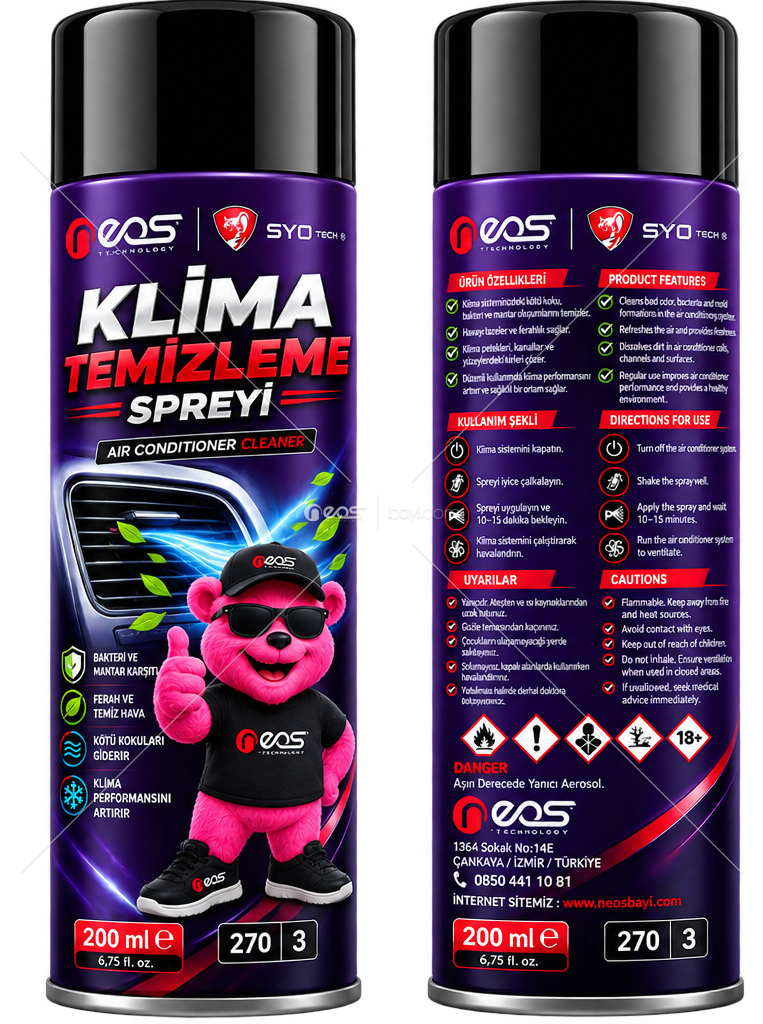 Klima Temizleme Spreyi 200 ML – Kötü Koku, Bakteri ve Mantar Karşıtı – Ferah ve Temiz Hava
