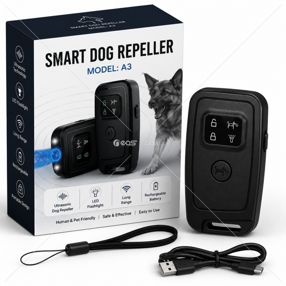 A3 Akıllı Ultrasonik Kedi ve Köpek Kovucu – LED Fenerli, Şarjlı Taşınabilir Hayvan Uzaklaştırıcı