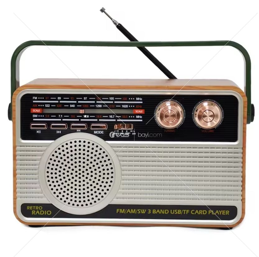 Retro Dijital Çalar Saat kartı USB Okuyucu Hoparlör İki Yönlü Otomatik Güneş Taşınabilir FM AM SW ev radyosu
