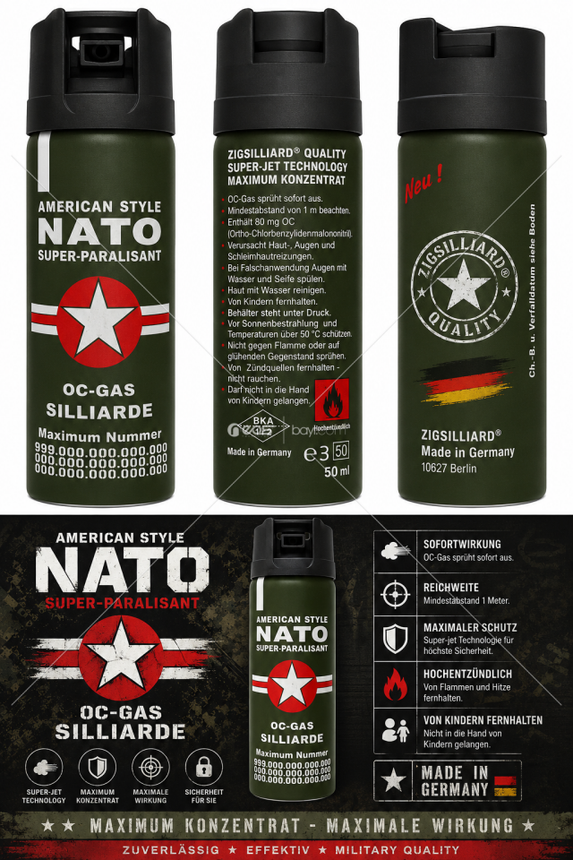 Askeri Stil 50 ML OC Biber Gazı Spreyi – Güvenlik Kapaklı