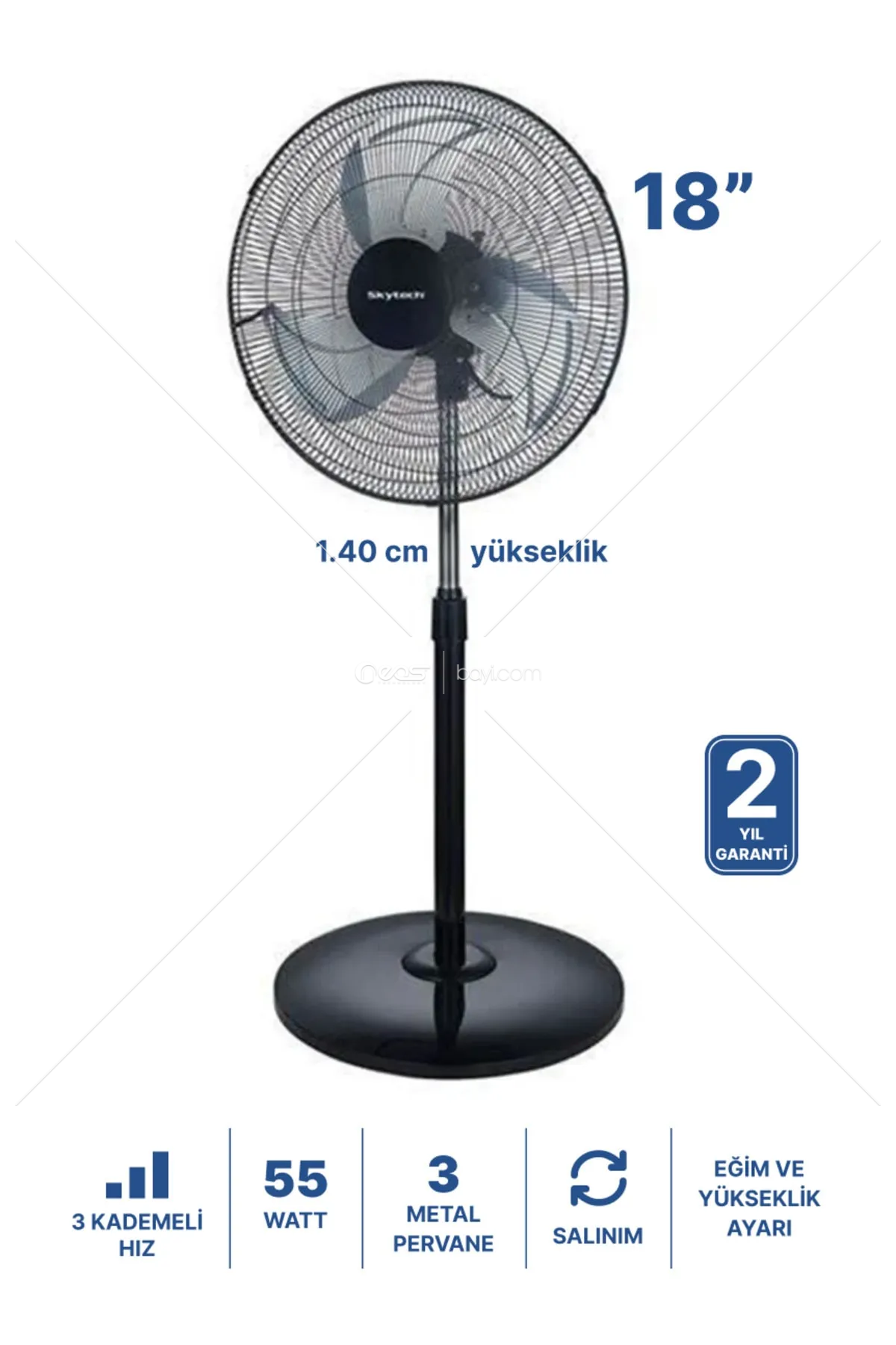 Skytech 1860 Sanayi Tipi Metal Pervaneli Ayaklı Vantilatör 710 215