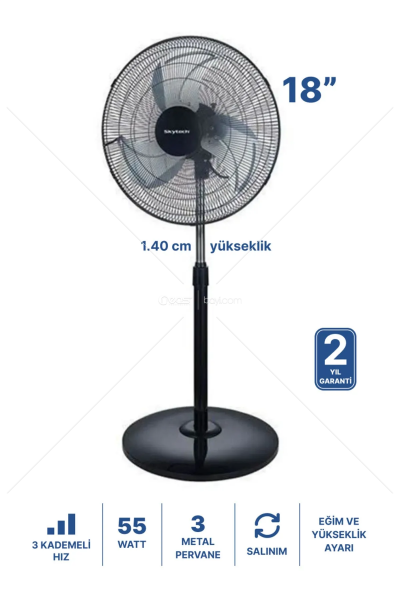 Skytech 1860 Sanayi Tipi Metal Pervaneli Ayaklı Vantilatör 710 215