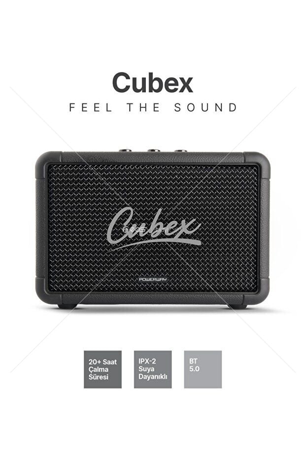 Cubex Bluetooth Hoparlör 40W Güçlü Ses, IPX2 Suya Dayanıklı, 20 Saat Çalma Süresi
