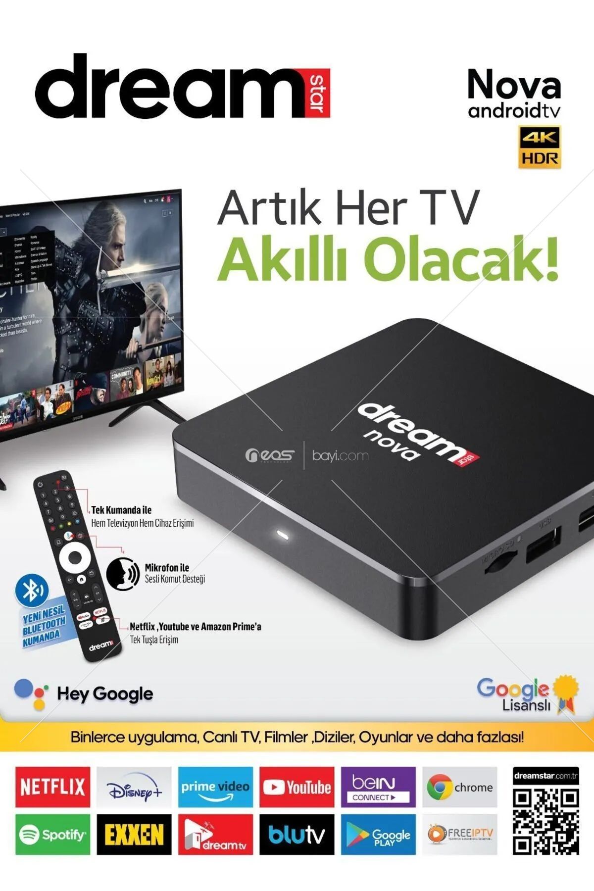 Dreamstar Nova 4K Lisanslı Android TV Box