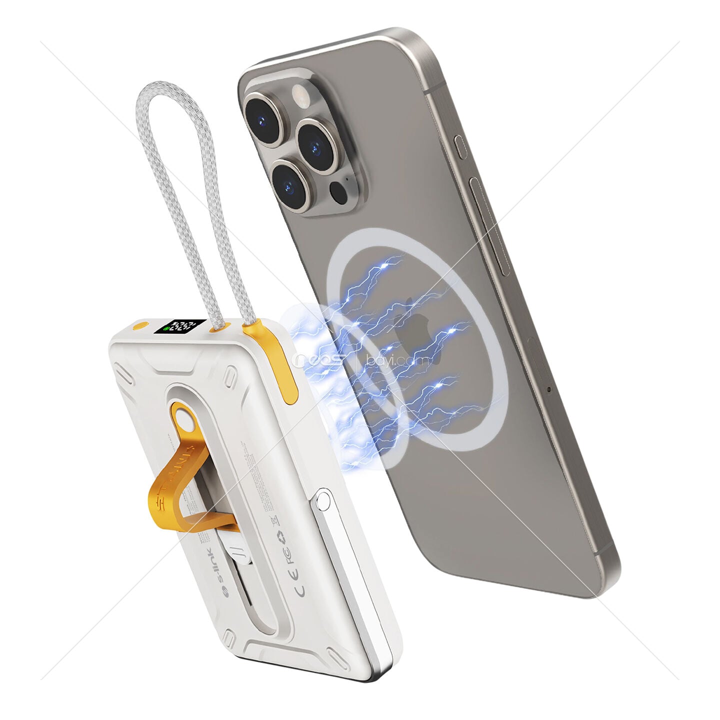 S-link MG320 10000mAh PD20W Magsafe 15W Kablosuz Type-C Beyaz Taşınabilir Metal Şarj Cihazı Powerbank