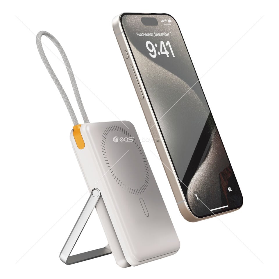 S-link MG320 10000mAh PD20W Magsafe 15W Kablosuz Type-C Beyaz Taşınabilir Metal Şarj Cihazı Powerbank