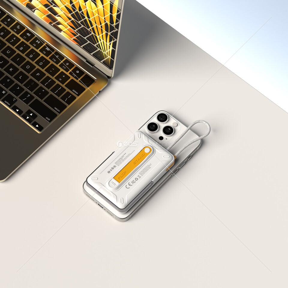 S-link MG320 10000mAh PD20W Magsafe 15W Kablosuz Type-C Beyaz Taşınabilir Metal Şarj Cihazı Powerbank