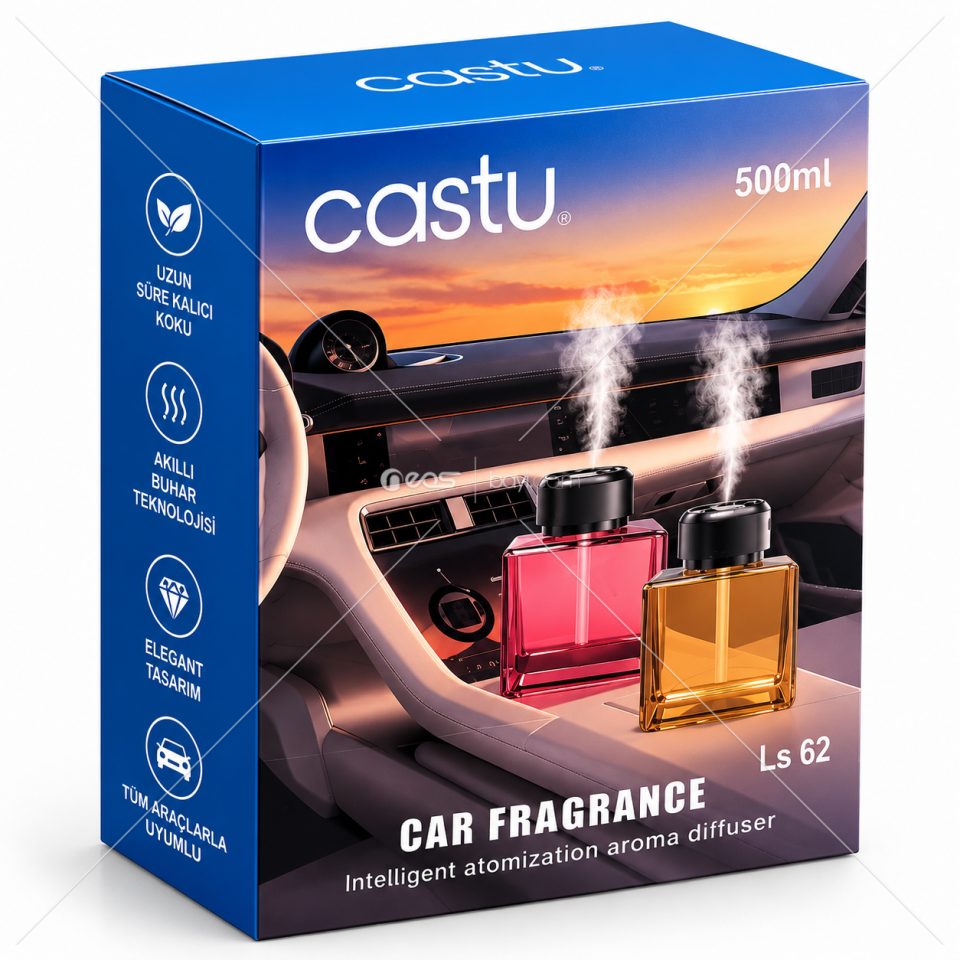 CASTU LS62 500ML AKILLI BUHAR TEKNOLOJİLİ ARAÇ KOKUSU – OTOMATİK AROMA DİFÜZÖRÜ