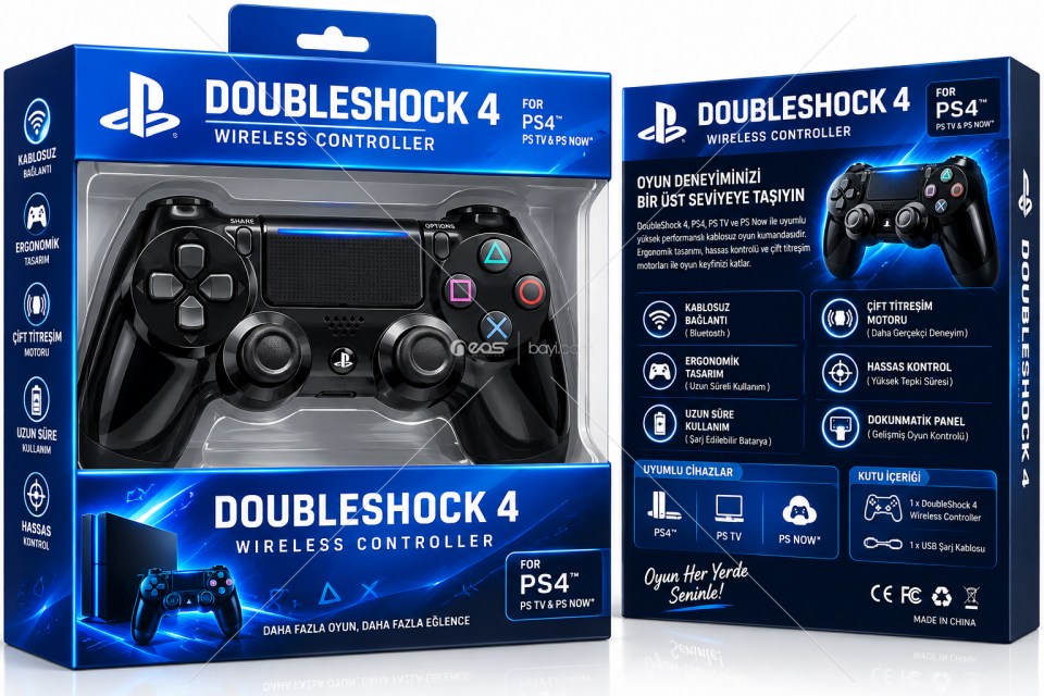 BLUEİNTER PS4 Uyumlu Kablosuz Oyun Kumandası – Bluetooth, Çift Titreşim Motoru, Dokunmatik Panel, Şarj Edilebilir Gamepad