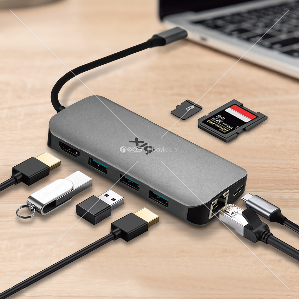 Bix BX10HB 8’i 1 Arada TYPE-C Çok Portlu Adaptör