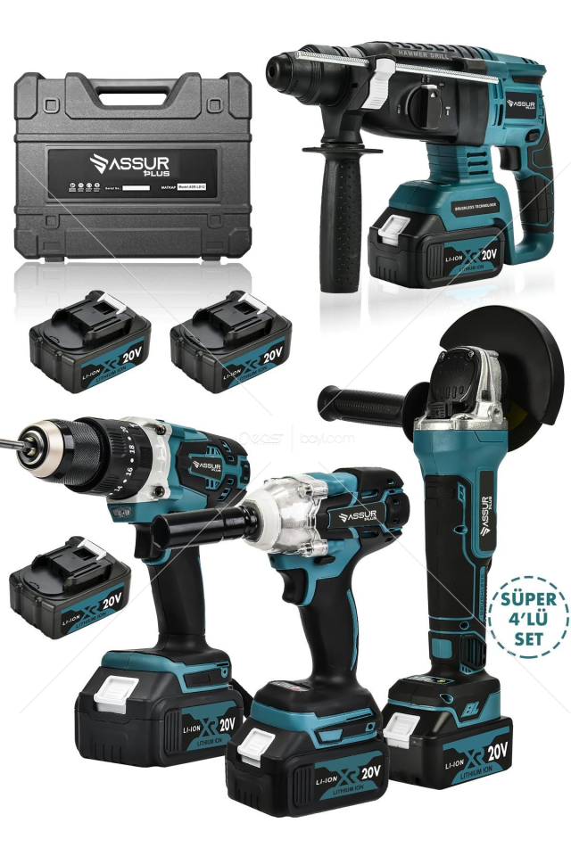 ASSUR 4'lü Set Şarjlı Delici Kırıcı Hilti 2-26 - 125mm Şarjlı Taşlama - 450nm Şarjlı Somun Sökme
