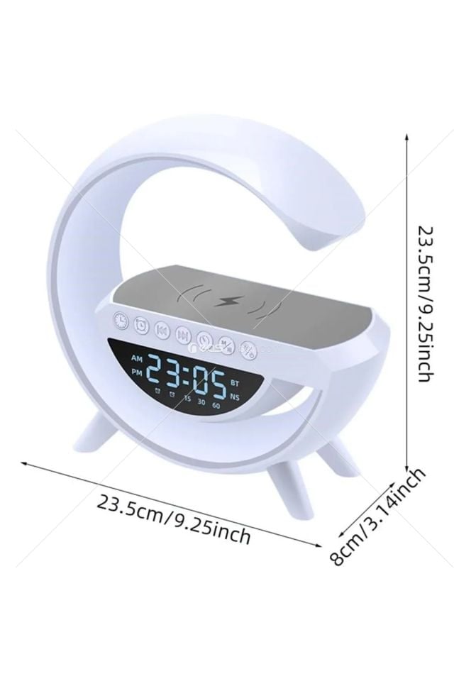 BT-3401 G-Tasarımlı Rgb Kablosuz Şarj Özellikli Dijital Saatli Bluetooth Hoparlör